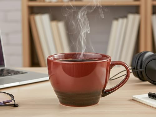 Image of Bodhi House Large Ceramic Coffee Mug | Microwave & Dishwasher Safe | Bone-ash Free Cappuccino Mug | Multipurpose Foodgrade Latte Coffee Mug Ideal for Daily Use & Gifting (Pack of 2, 500ml | Deep Red)