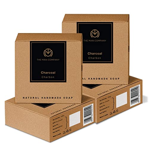 The Man Company De Tan Charcoal Bathing Soap Bars with Chaar-Cool | Removes Blackheads, Treats Acne | Deep Cleanses Skin, Anti Pollution | Prevents Dryness - (125gm*4)