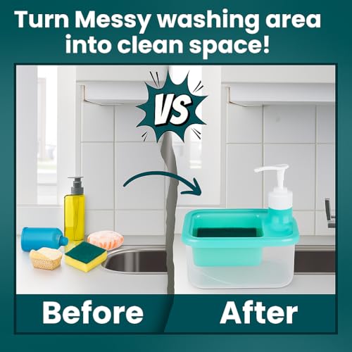 Image of Zuku Local Liquid Soap Dispenser for Kitchen Dishwash Liquid Soap Dispenser for Kitchen Sink Dish Washer Box Dispenser Liquid with Free Sponge(Green)