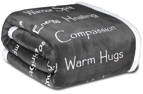 WOLF CREEK BLANKET - Compassion Blanket (Brand)- Strength Courage Super Soft Warm Hugs, Get Well Gift Blanket Plush Healing Thoughts Positive Energy Love & Hope (Charcoal, 50 x 65 Sherpa)