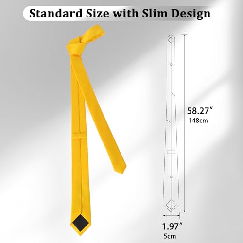 Image of Landisun Black Tie Men Women Solid Skinny Ties Slim Ties Satin Tie