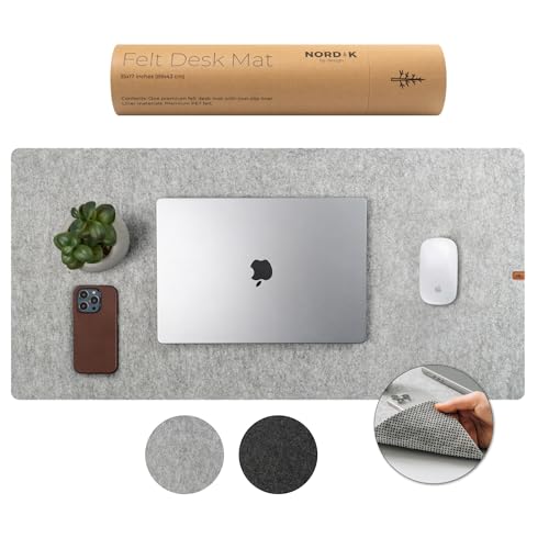 Nordik - Tapete de fieltro grande para escritorio, color Marle, 89 x 43 cm, tapete para teclado de escritorio completo, alfombrilla de escritorio para teclado y alfombrilla de mouse, alfombrilla de