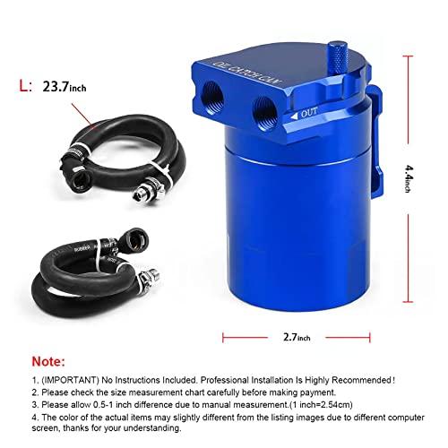 Image of 350ml Aluminum Oil Catch Can Polished Oil Separator Tank Compatible with Ford F150 2.7EB 3.5EB 5.0L Passenger Side 2011-2021, Expedition 3.5L EcoBoost 2018-2021, Raptor 3.5L Ecoboost 2017-2021,Blue