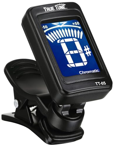 True Tune TT-05 LCD Clip-On Chromatic Instrument Tuner for Guitar, Bass, Ukulele, Banjo, Violin, Mandolin...