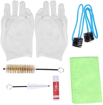 Drfeify Trumpet Trombone Tuba Horn Cleaning Set Kit Tool with Cleaning Cloth Brush Gloves