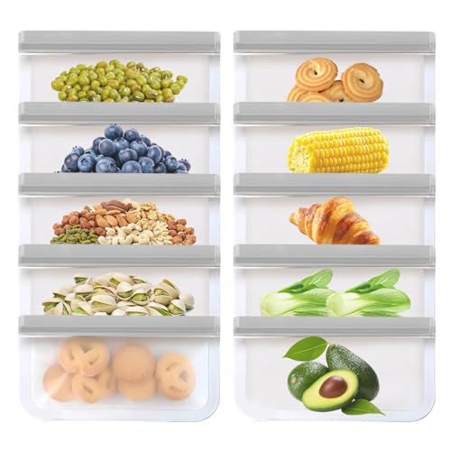 10 bolsas para congelador, 22,5 x 13,5 cm, reutilizables, bolsas de Peva para alimentos, leche, aperitivos y carnes
