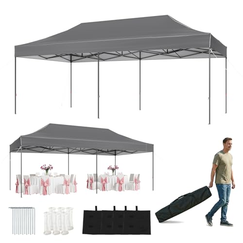 Aoxun 10x20 Pop Up Canopy Without Sidewalls, Easy Up Instant Shelter with Roller Bag & Sand Bags...