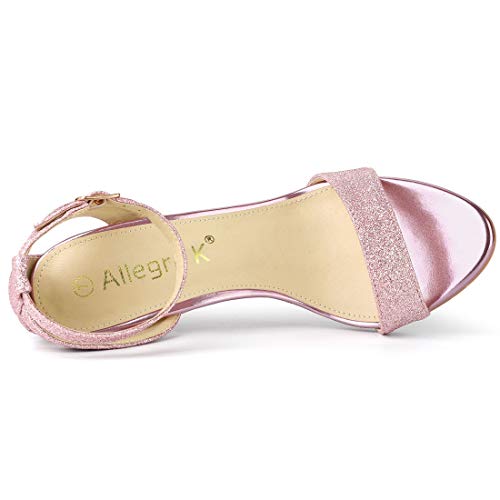 Allegra K Allegra K Women's Glitter Ankle Strap Stiletto High Heel Pink Sandals - 8.5 M US