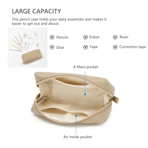 Image of Pencil Case Durable Oxford Pencil Pouch for Pens School Supplies (Khaki,Oxford)