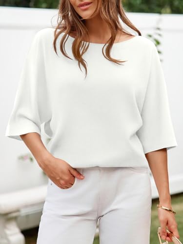 Image of Cicy Bell Womens Half Sleeve Sweaters Oversized Boat Neck Knitted Pullover Sweater Trendy Casual Loose Fit Fall Tops