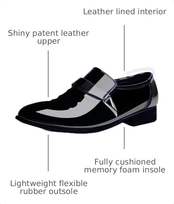 Image of Mens Tuxedo Shoes Patent Leather Formal Business Oxford Dress Shoes