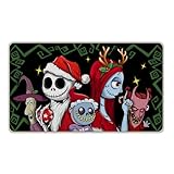Tailus Tapete decorativo para puerta delantera, diseño de Jack Skellington de Navidad, Sally Monster Witch, felpudo de bienvenida para interiores y exteriores, antideslizante, divertida decoración de