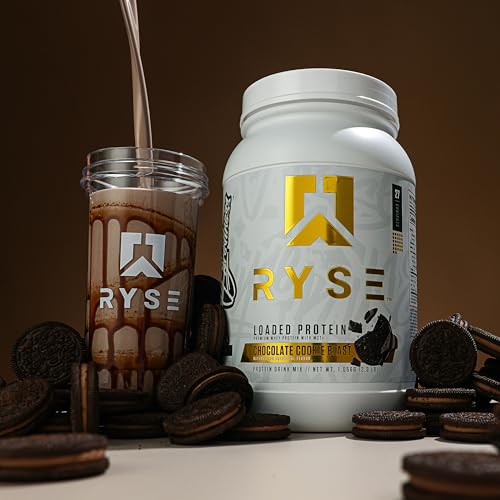 Image of RYSE Loaded Protein Powder - Chocolate Cookie Blast - 25g Whey Protein Isolate & Concentrate with Prebiotic Fiber & MCTs - Low Carb, Low Sugar, Digestive-Friendly - 27 Servings / 2 lb Tub