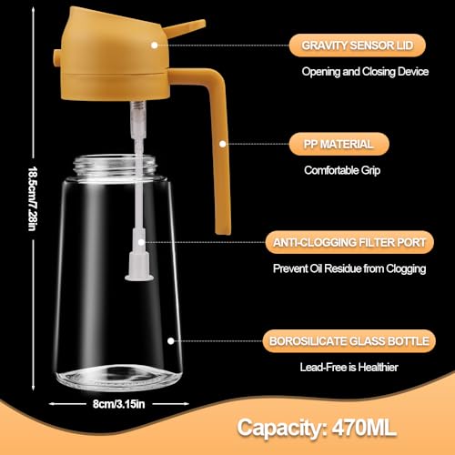 Image of 2 in 1 Oil Sprayer, Oil Sprayer for Kitchen Cooking, 470ml Oil Spray Bottle for Home