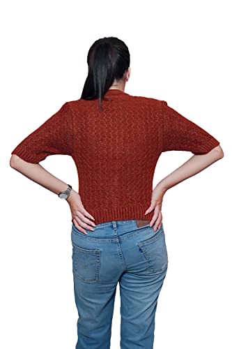 Image of Women's Hosiery Woolen Solid Half Sleeve Sweater Blouse