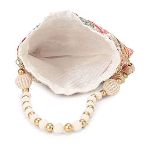 Image of LONGING TO BUY Indian Ethnic Pearls & Sequence Potli Bag for Women, Wedding Potli Bag and For Ethnic Wear