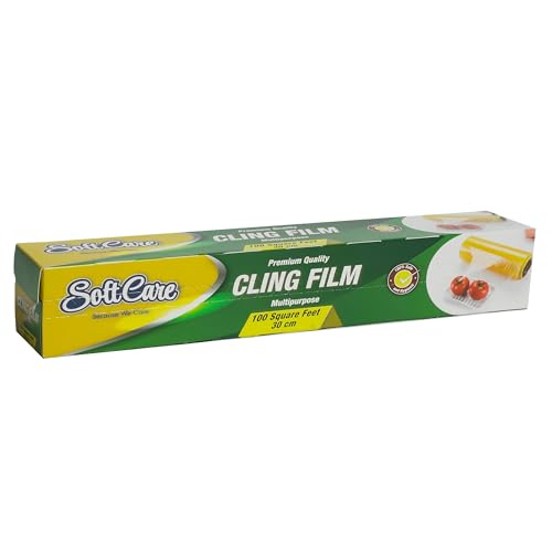 Softcare Cling Film 100 Sq. Ft 30 CM - Microwave-Safe Food Wrap with Easy Dispenser