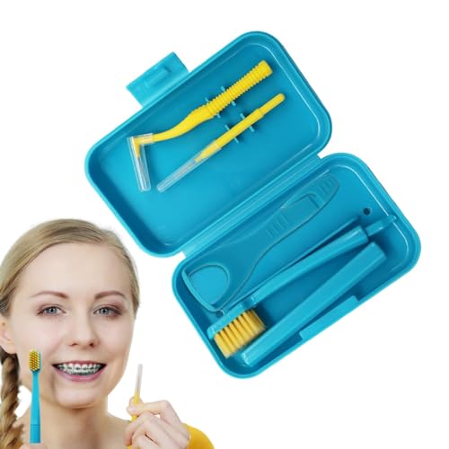 矯正器具クリーニングキット、矯正器具用歯のクリーニングキット - 歯のクリーナー歯のツール - ソフト毛ブレースクリーナー、歯間ブラシ歯クリーニングツール、口腔衛生キット 4 個、ブラシ