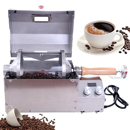 Tostatrice per caffè Domestica da 1200 W, tostatrice per Chicchi di caffè - capacità 100-400 G, Tamburo in Vetro al Quarzo - Resistente Termica alle Alte Temperature, per cuocere caffè, Arachidi