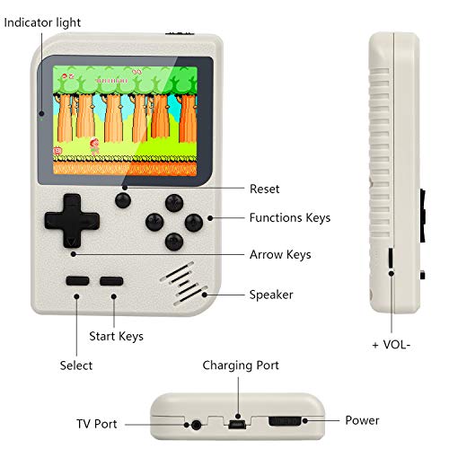 Video Game Console, Handheld Video Games with 400 FC Games 3.0 Inch Screen 800Mah Rechargeable Battery Portable Game Boy Support TV & 2 Players with Protector Case for Kids Adult - Thumbnail 7