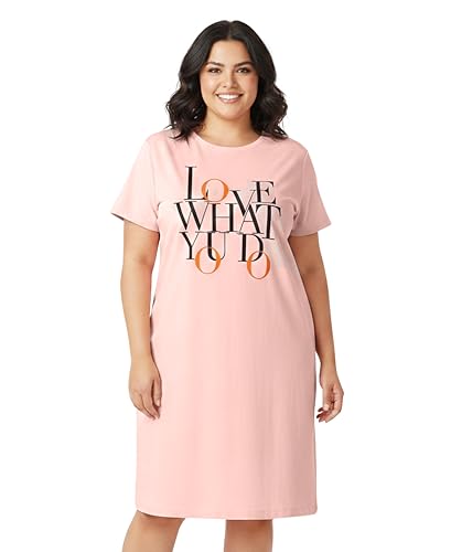 Image of Real Basics Women's Cotton Printed Knee Length Nightdress