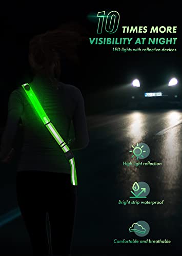 Fokia Kunbio LED Reflective Belt Sash for Walking at Night, Night Running Safety Gear High Visibility Rechargeable LED… - Image 4