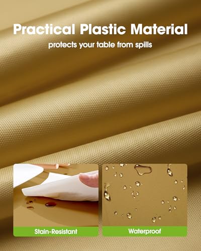 Image of Pureegg Plastic Table Cloth Disposable 10 Pack, 54 x 108 Inch Table Cloths, Graduation Decorations, Thanksgiving, Christmas Tablecloths, Rectangle, Plastic Cover, Leakproof & Sturdy, Gold