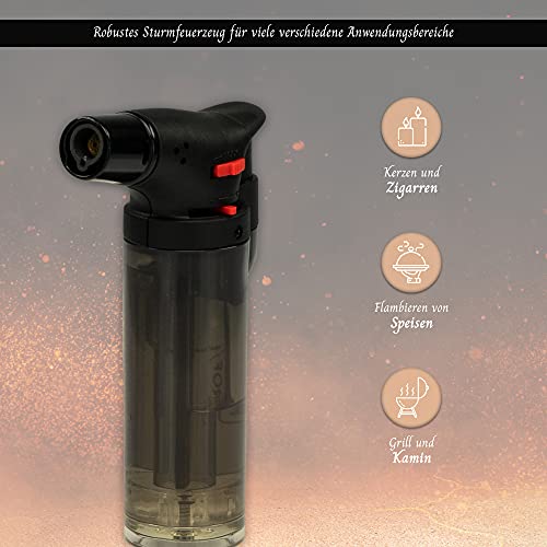 Vani Sturmfeuerzeug mit Jet Flamme - 4X Küchenbrenner inkl. 1x Feuerzeug von VanI - Nachfüllbarer Flambierer - Befüllter… – Bild 6
