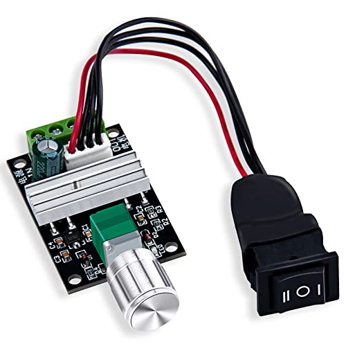 ALEDECO PWM Motor Speed Controler, Forward Reverse, 1203BB DC 28V 24V 12V 6V 3A 80W with Adjustable Reversible Knob Switch DC Motor Driver