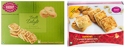 Image of Karachi Bakery Double Delight with Cashew and Green Pista, 400g, Karachi Bakery Premium Cashew Biscuit, 800 g
