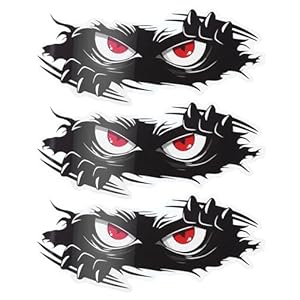 Molain 3Pcs Monster Angry Eyes Car Decals,10 x 4 inches Black Vinyl Bumper Stickers and Decals, Funny Monster Stickers for Cars, Trucks, Dents & Sports Cars