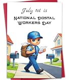 Bestmelo Postal Worker Appreciation Card, Mail Carrier Thank You Card, National Postal Workers Day Card with Red Envelope and Gold Seal Sticker, Printed Message Inside