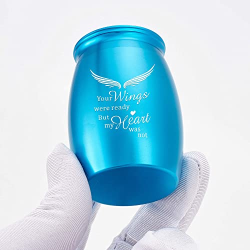 Image of 2.67 Inches Small Blue Cremation Urns for Human Ashes Keepsake, Mini Wings Urns for Human Ashes Adult Male or Female