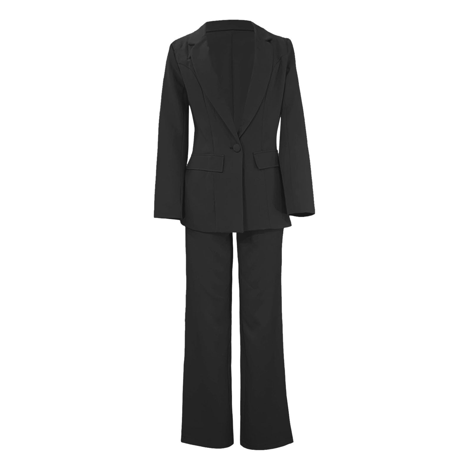Tuta da donna con pantaloni, 2 pezzi, abito da sera, a maniche lunghe, giacca e pantaloni, due pezzi, per ufficio, slim fit, formale, moderno, elegante, da lavoro