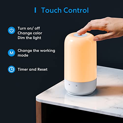 Meross Smart Table Lamp For Bedroom, Bedside Lamp Support Apple Homekit And Alexa,Tunable White & Multi-Color, Wifi Led Nightstand Lamp,Touch Control, Voice And App Control #TOP6