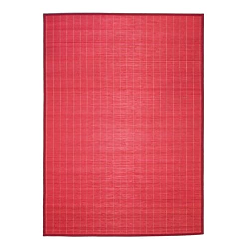 Thedecofactory Tapis en Bambou à Lattes ganse Rouge 133x180