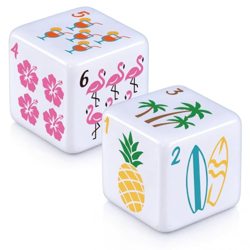 Motionchic 2 Pcs Mahjong Dice 25mm Acrylic Dice for Mahjong, Hawaiian