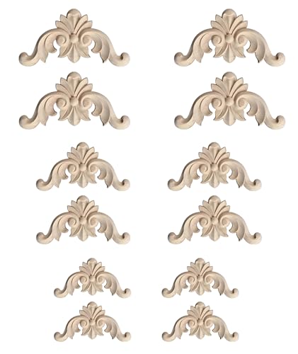 Image of 12PCS Molding For Wall Designs, Wooden Panels For Wall Decor, Strong Carved Moulding Applique Exquisited Polished Furniture Unpainted Mouldings Decal Smooth Surface Wooden Carved Applique for Decoration