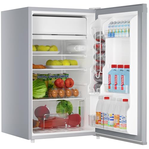 Hipicute 4.3 Cu.Ft Mini Fridge with Freezer, Single Door Compact Refrigerator with Adjustable Thermostat, Removable Shelves, Low Noise, Energy Efficient, Mini Fridge for Bedroom, Office, Dorm, RV