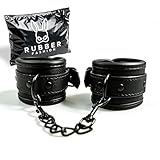 Rubberfashion Leder Handschellen für Bondage – Fesseln & Bondage – BDSM Set - Liebesspielzeug für Paare Schwarz