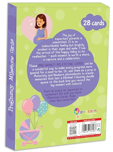 Image of Popcorn Games & Puzzles 28 Pregnancy Milestone Cards for Moms & Babies|Shower The Happiness and Celebrate Every Moment