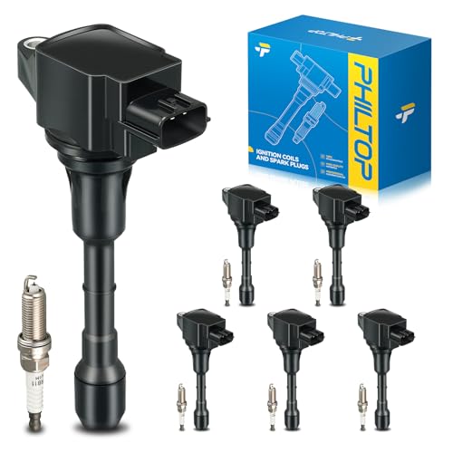 Image of PHILTOP UF550 Ignition Coil Pack and Spark Plugs Kit Fits for Nissan 2009-2015 2017-2023 Murano, 2013 2015-2020 2022-2023 Pathfinder, 2009-2014 2016-2023 Maxima, INFINITI 2018-2023 QX60, 6PCS