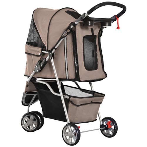PawHut Hundewagen Hundebuggy Buggy Hunde Katzen Pet Stroller Hunde Buggy Kaffeebraun