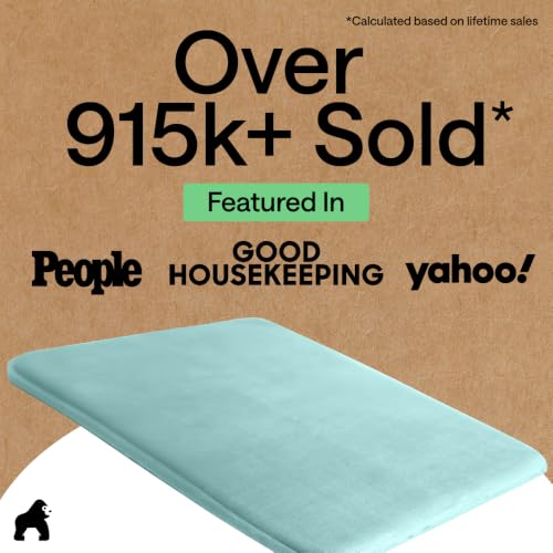 Image of GORILLA GRIP Memory Foam Bath Mat, Soft Absorbent Velvet Bathroom Mats, Durable Dots on Underside, Machine Washable Bathmat, Carpet Rug Room Decor for Shower Tub Floor RV, 30x20 Rugs, Seablue