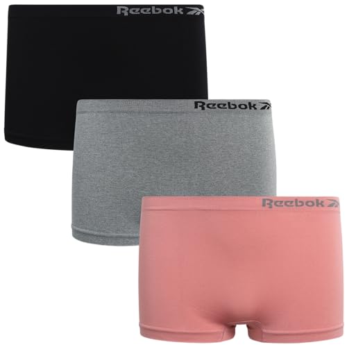 Reebok Girls' Boyshorts Underwear - 3 Pack Soft Seamless Girls Panties Boy Shorts - Breathable Panties for Girls (6-16)