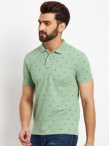 Image of Men's Cotton Half Sleeves Printed Polo T-shirt-POLO105