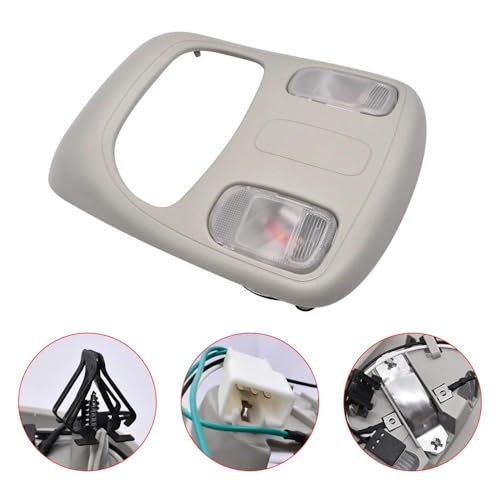 Consola LED para techo de Dodge Ram 1500 y 2500 modelos 2006 a 2010 con luz de lectura interior gris 3