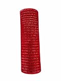 Matte Wide Foil Deco Poly Mesh Ribbon, 10 Inches x 30 Feet (Matte Red)