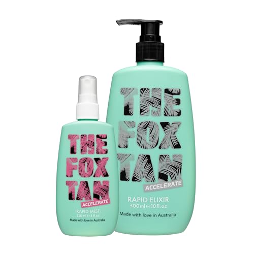 The Fox Tan Upsize Me Bundle For Darker & Faster Tans Creates Flawless Long-Lasting Tan Skin Vegan & Cruelty Free 120ml + 300ml (2 Products)