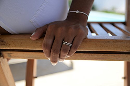 Espere Milgrain Marquise & Round Cubic Zirconia Half Eternity Ring Stacking Infinity Wedding Band Sterling Silver Rings Rhodium Plated Size 6 #TOP1